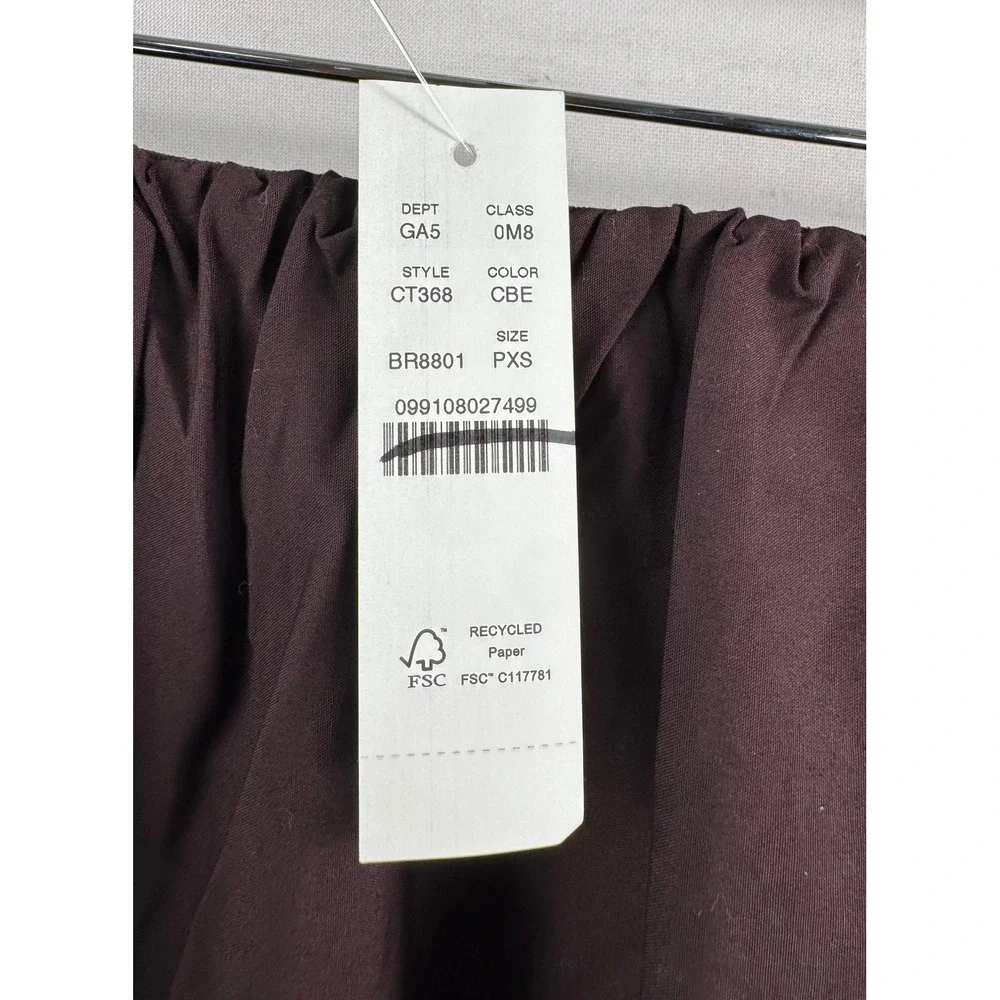 J.Crew Pull-on Midi Skirt in Cotton Poplin sz PXS Brown preppy quiet luxury